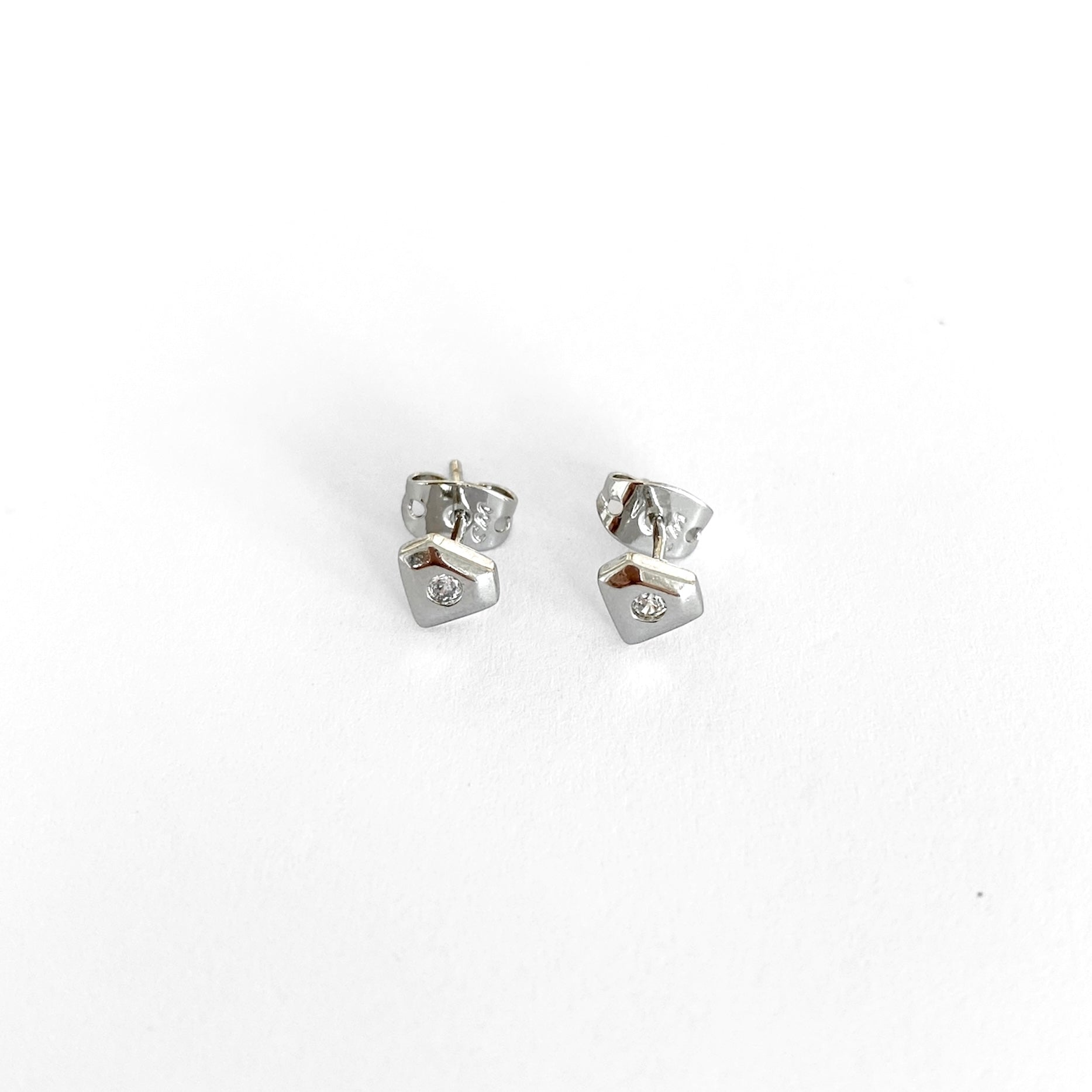 Broqueles plata mini diamante zirc