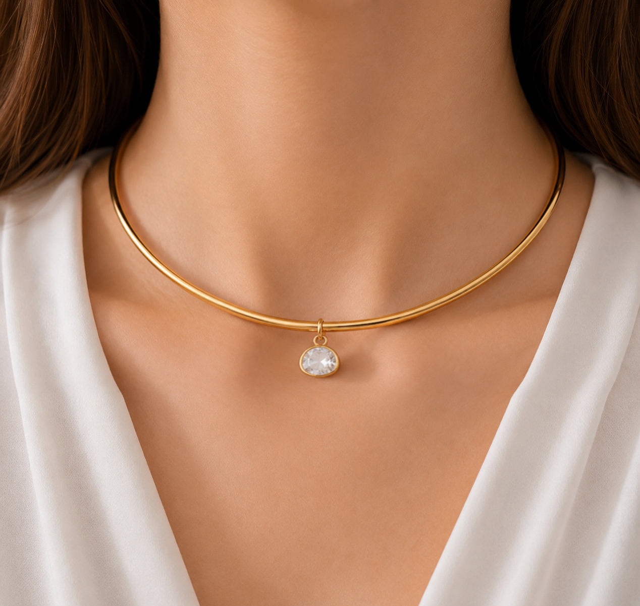 Gargantilla zirconia ovalada