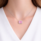 Cadena plata piedra rosa