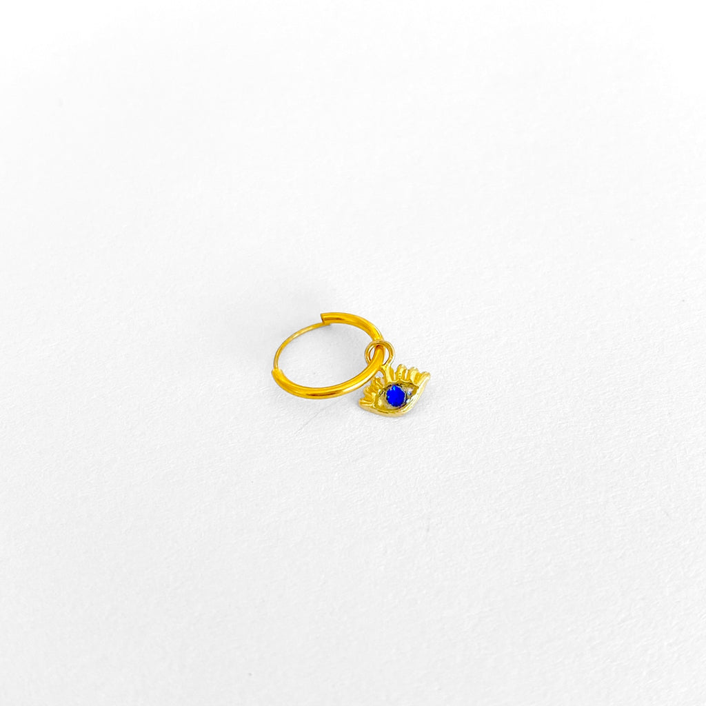 Piercing Arracada ojo azul rey oro10k