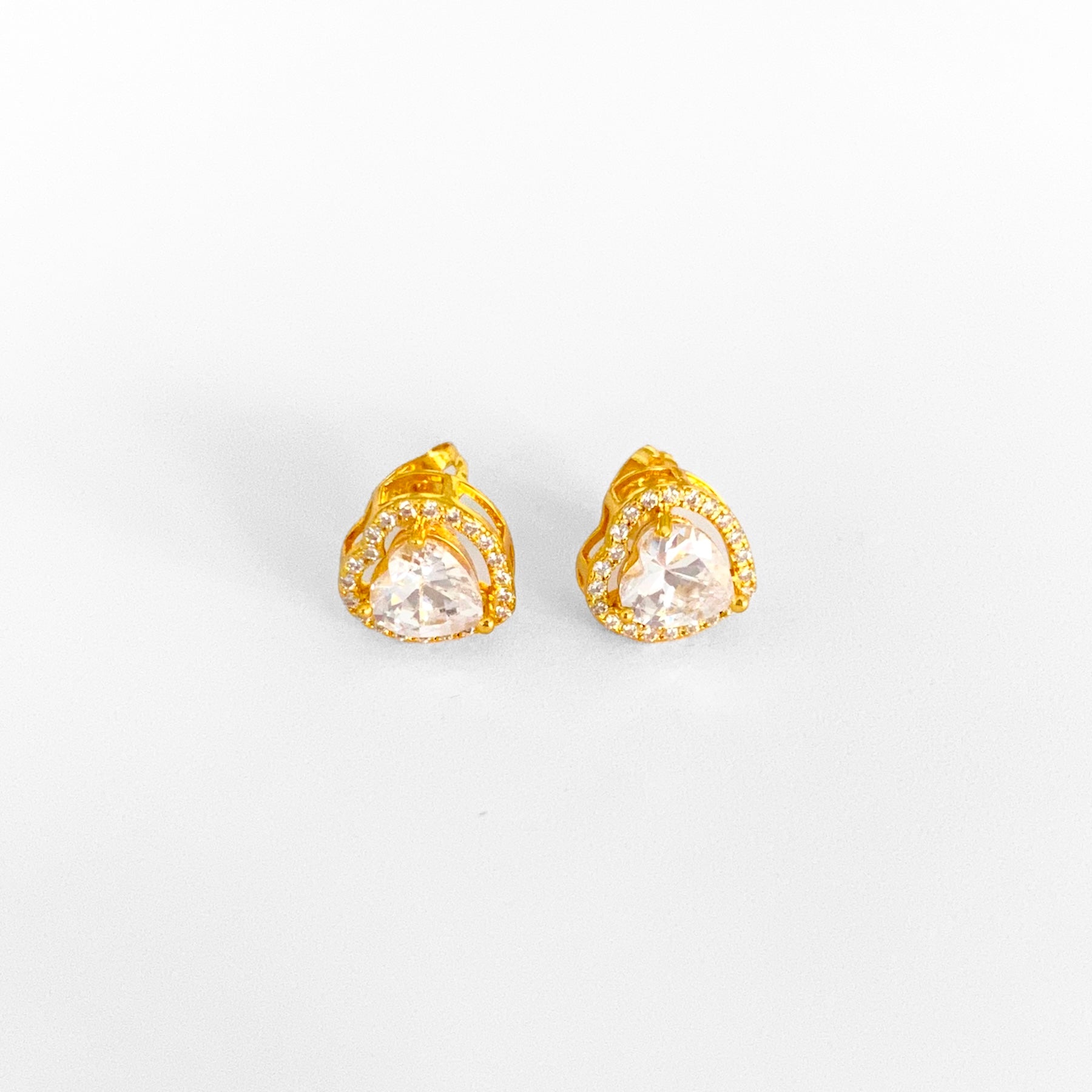 Broqueles corazón zirconia blanca