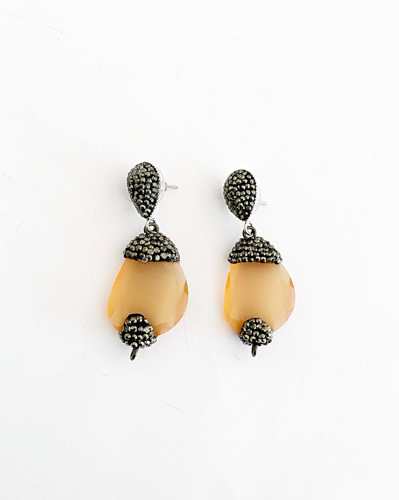 Aretes cuarzo naranja con marquesita